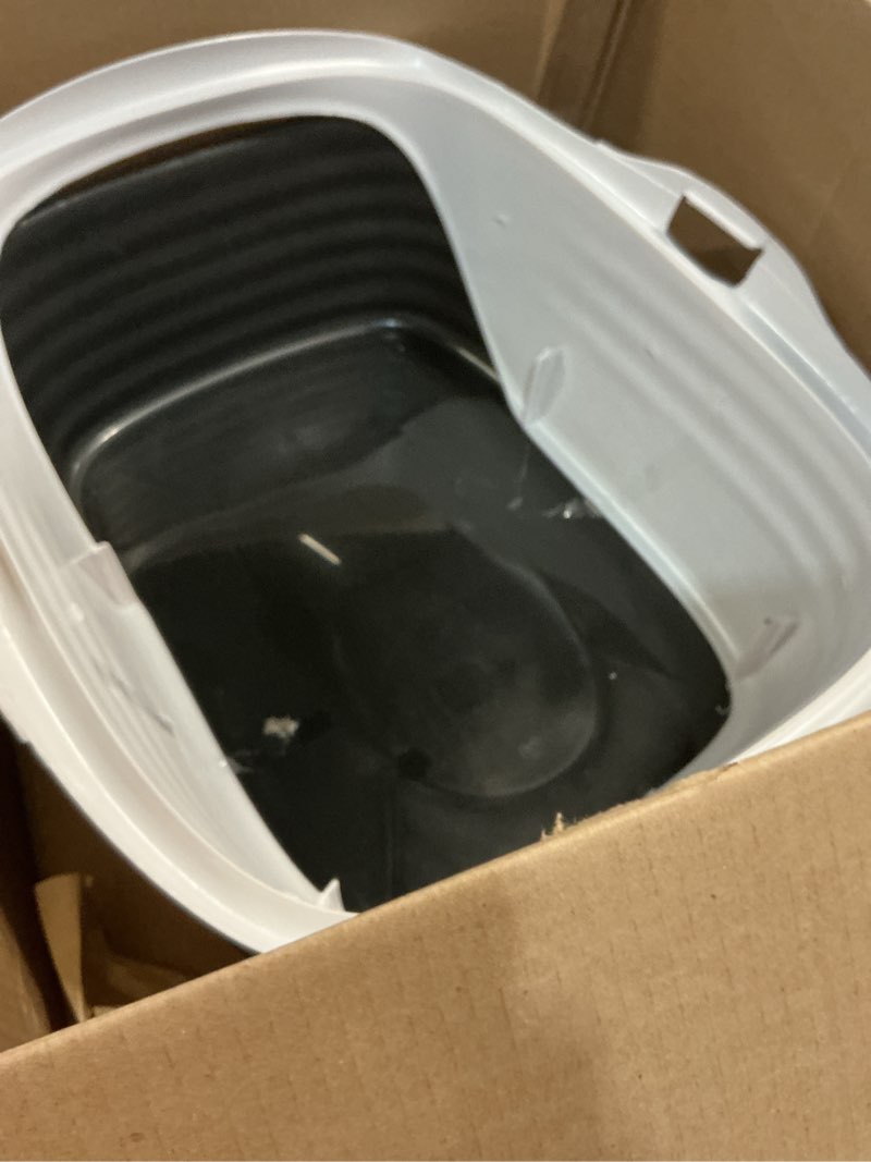 Condition photo showing Good Condition for arm & hammer rimmed cat litter box with high sides and microban, made in usa pearl white/ dark gray standard