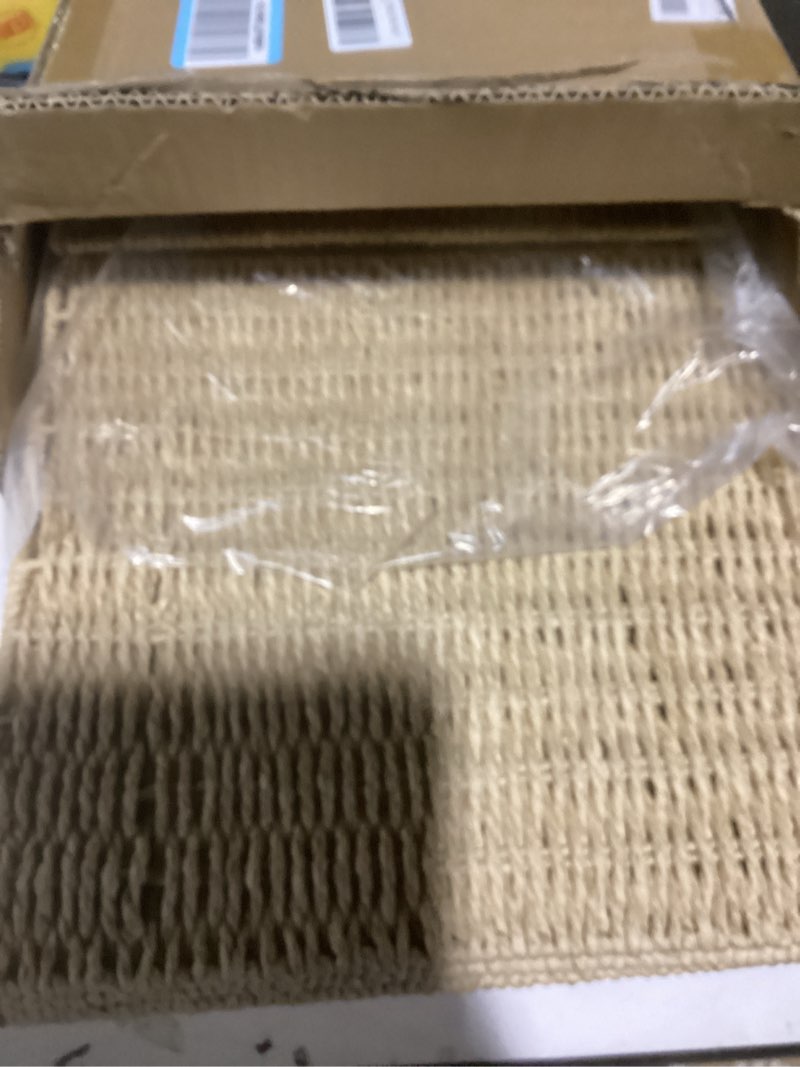 Condition photo showing New/Like New for Handwoven Paper Woven Cube Basket Organizer with Handles set of 4 Foldable Storage baskets for Bedroom Living Room Cubby Storage Units for Clothes Books Toys (Natural, 13" L x 13" W x 13" H) Natural 13" L x 13" W x 13" H