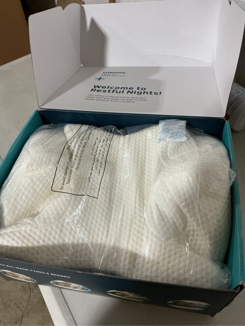 Condition photo showing Good Condition for lunderg cpap pillow for side & back sleepers - memory foam with adjustable height - 2 pillowcases included (machine washable) - reduce air leaks & mask pressure for better sleep - works with all masks