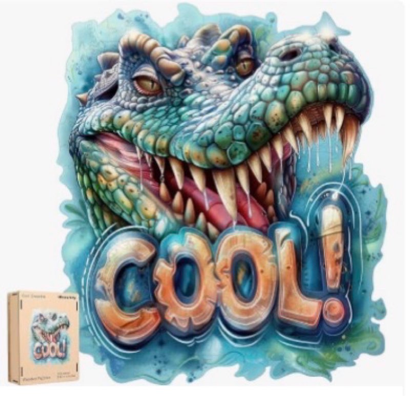 Reouinty Wooden Puzzles for Adults 500 Pieces, Cool Crocodile Jigsaw Puzzles Animal Unique Shaped Wo