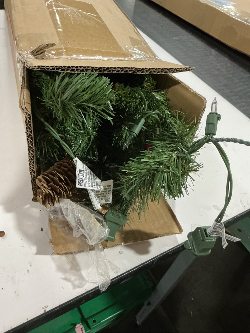 Condition photo showing Good Condition for National Tree Company Pre-Lit 'Feel Real' Artificial Christmas Garland, Green, Colonial Fir, Dual Color LED Lights, Decorated With Pine Cones, Christmas Collection, 9 Feet