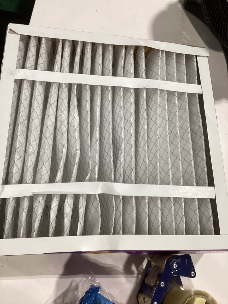 Condition photo showing As Is for filtrete 20-in w x 20-in l x 4-in merv 12 1550 mpr allergen, bacteria and virus electrostatic pleated air filter
