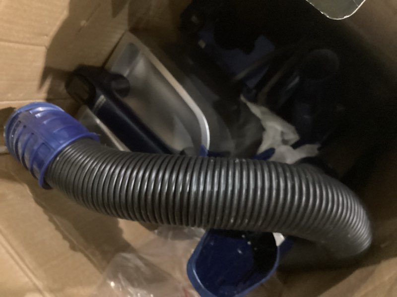 Condition photo showing As Is for shark upright vacuum, stratos with duoclean powerfins, hairpro, powered lift-away, self-cleaning brushroll, & odor neutralizer technology, navy, az3002