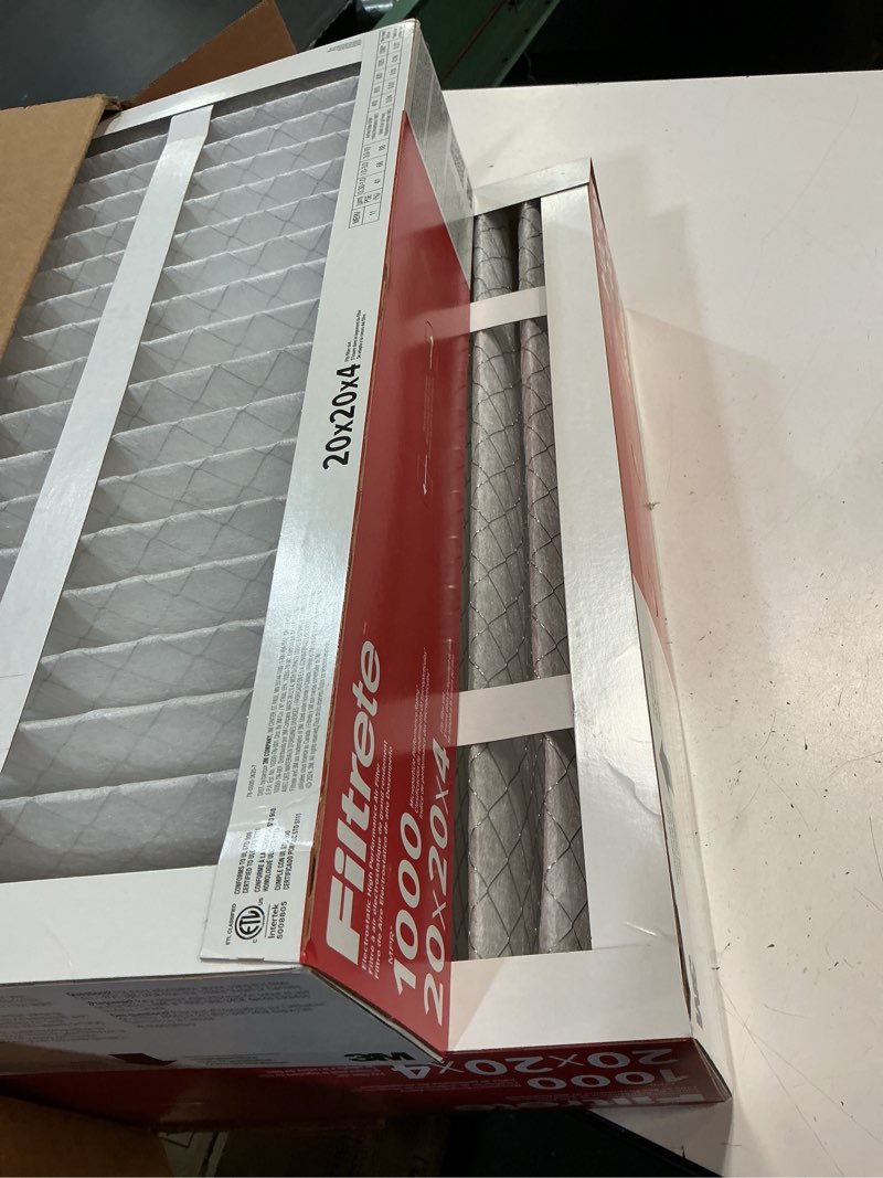 Condition photo showing Good Condition for filtrete 20x20x4 ac furnace air filter, mpr 1000, merv 11, fits honeywell, allergen defense, electrostatic air cleaning filter, 2-pack (actual size 19.88 x 19.88 x 4.31)