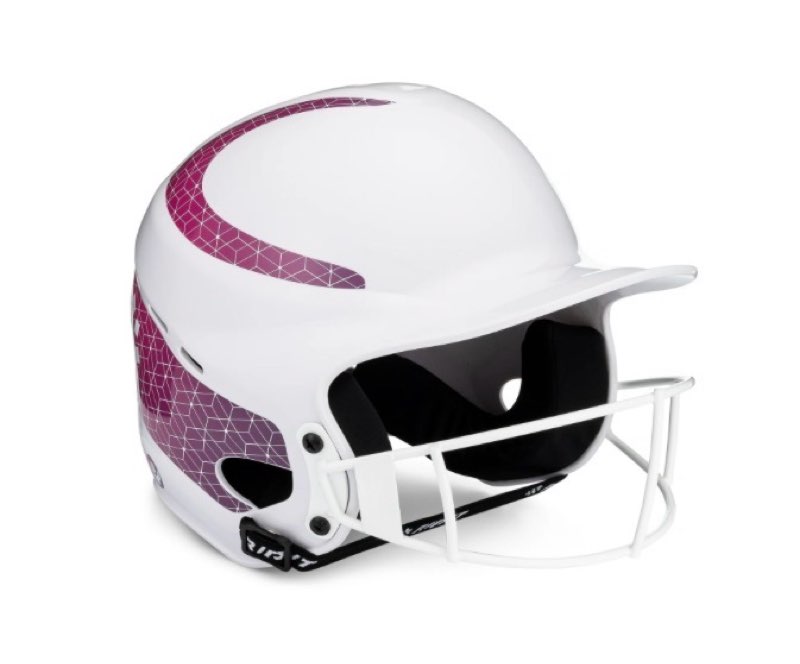 rip-it vision classic softball batting helmet 2.0, white and pink, medium and large