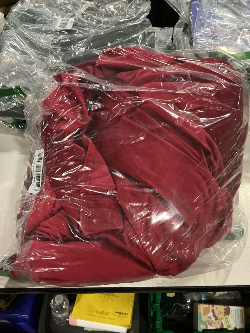 Condition photo showing As Is for nicetown 144 inch long red velvet curtains and drapes, extra long elegant wall backdrop drapes for holiday season home decoration (set of 2, rod pocket design, 52" wide) red series - red 52"w x 144"l (pack of 2)