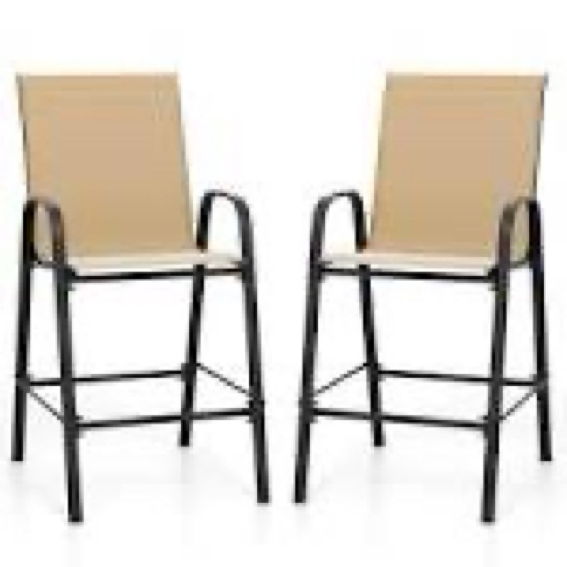 NP12384MS-2 Boyel Living Beige with Armrests Outdoor Durable Set of 2 Bar Stools