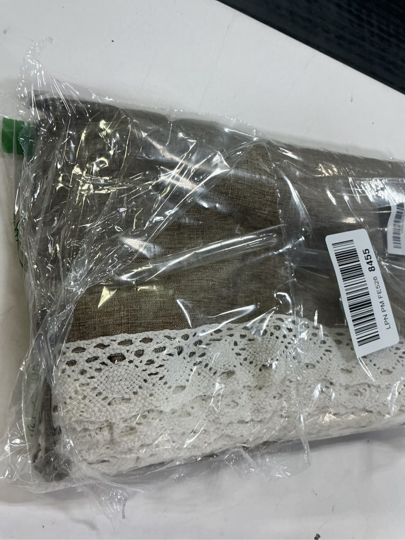 Condition photo showing Good Condition for EHouseHome Faux Linen Tablecloth with Lace Trim - Waterproof/Spill Proof/Stain Resistant/Wrinkle Free/Oil Proof - for Banquet, Parties, Dinner,Kitchen,Wedding,Coffee,Holiday,Flax,Rectangle 60x84Inch Flax 84" x 60" (Rectangular)