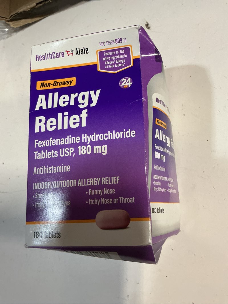 Condition photo showing New/Like New for ((Exp/03/2026))HealthCareAisle Allergy Relief - Fexofenadine Hydrochloride Tablets USP, 180 mg - 180 Tablets - Allergy Medication, Non-Drowsy 24-Hour Relief 180 Count (Pack of 1) 180mg