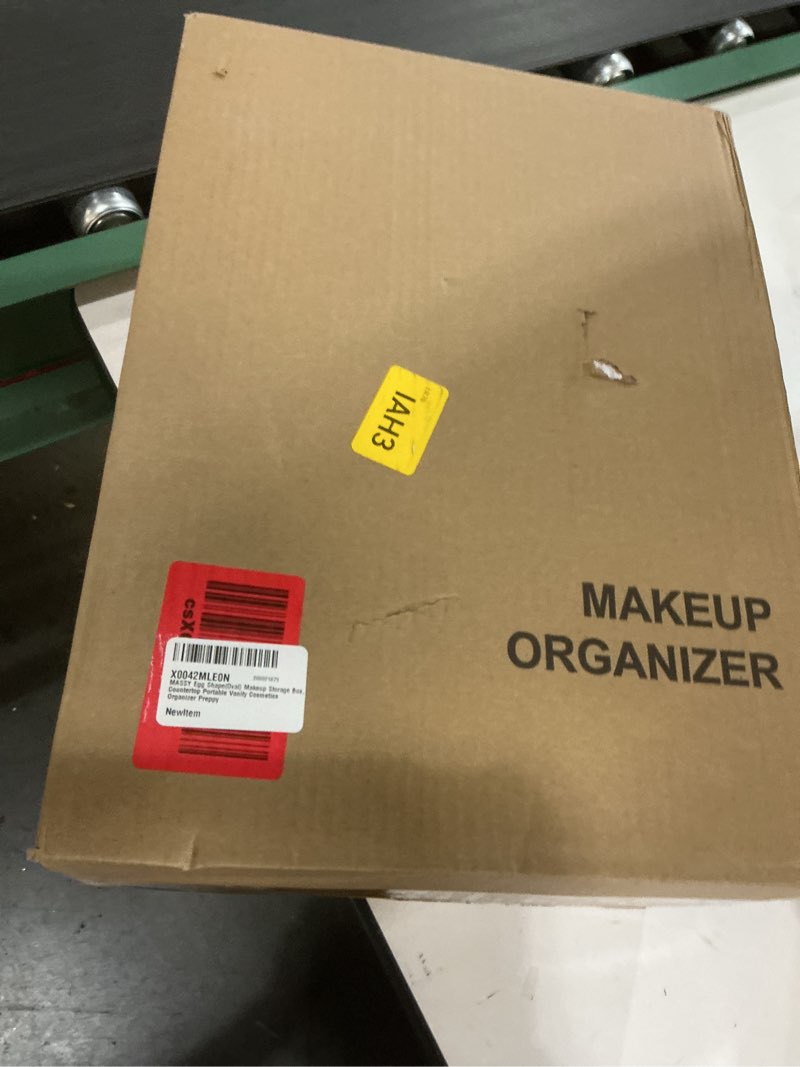 Condition photo showing New/Like New for MASSY Egg Shape(Oval) Makeup Storage Box, Countertop Portable Vanity Cosmetics Organizer Preppy Blue