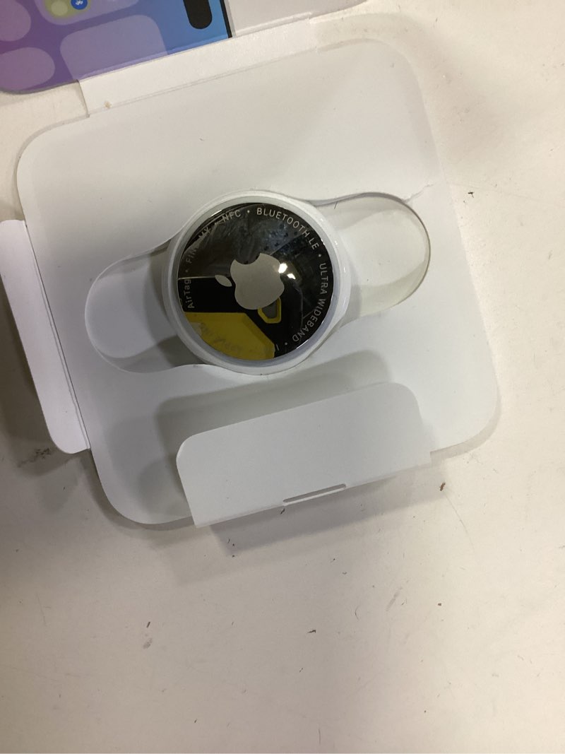 Condition photo showing New/Like New for apple airtag (2nd generation): tracker for keychain, wallet, and more; locator with sound; simple one-tap setup with iphone or ipad; key finder with up to 1.5x precision finding range* 1 pack