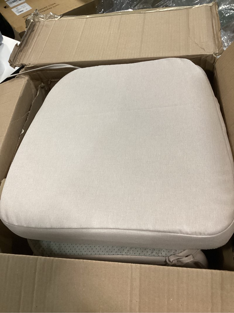 Condition photo showing Good Condition for 17'' x 16'' x 2.5"Thick Chair Cushions for Dining Chairs, 8 Pack WaterProof Easy Clean Kitchen Chair Pads with Ties and Non-Slip Backing - 30D High Elastic Foam Soft Kitchen Chair Cushions