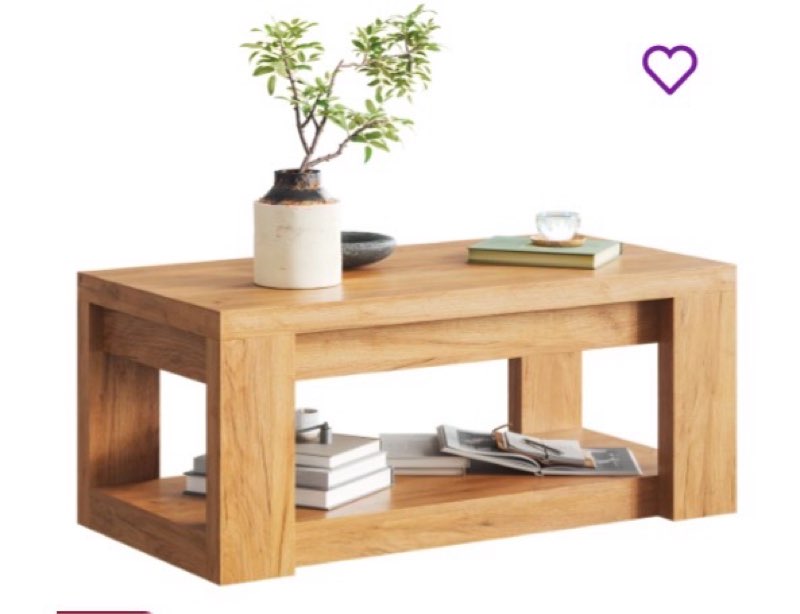 wood coffee table, 47-inch rectangle coffee tables with open shelf, modern center table for living room, easy assembly, rustic brown