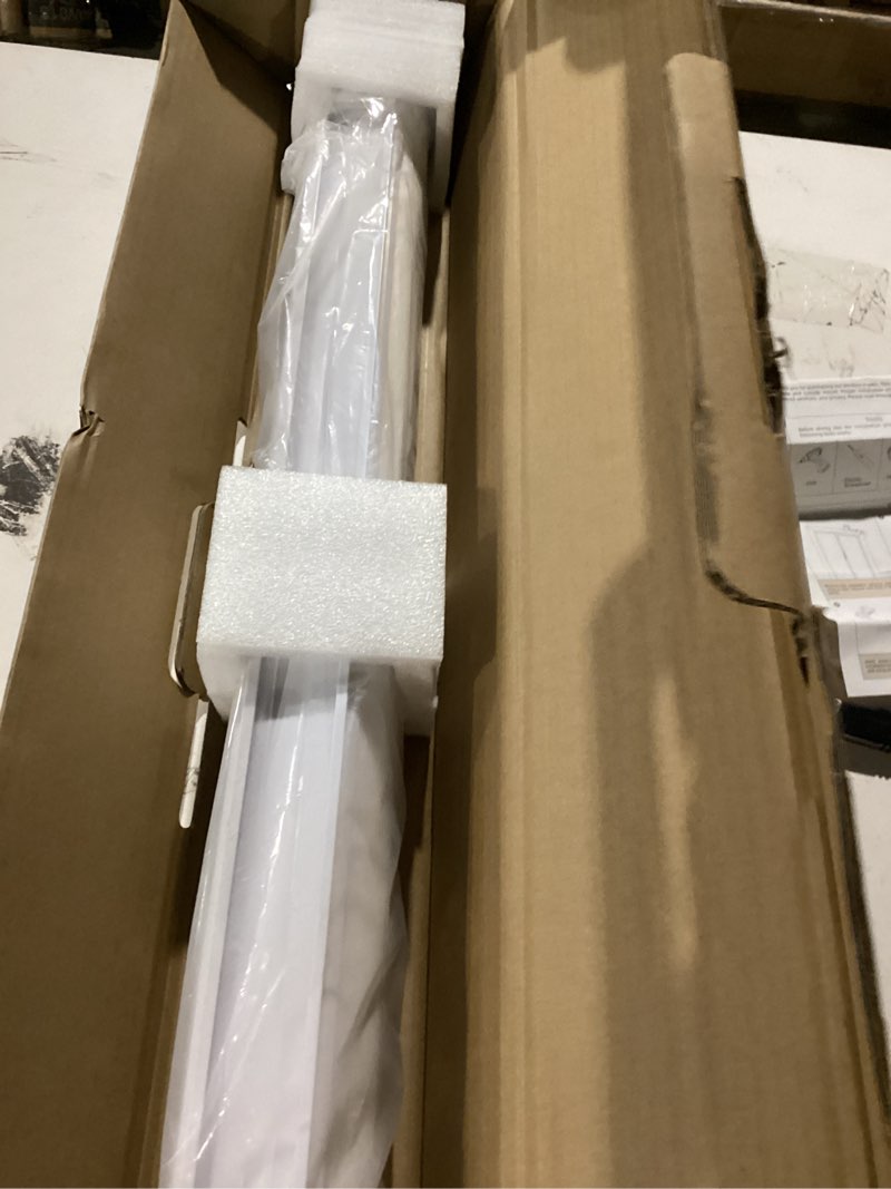 Condition photo showing Good Condition for calyx interiors faux wood blinds with classic valance, cordless, 2" slat, 22" w x 73" h, blinds for indoor windows, room darkening window blinds for home interior windows and doors, pure white 22"w x 73"h pure white
