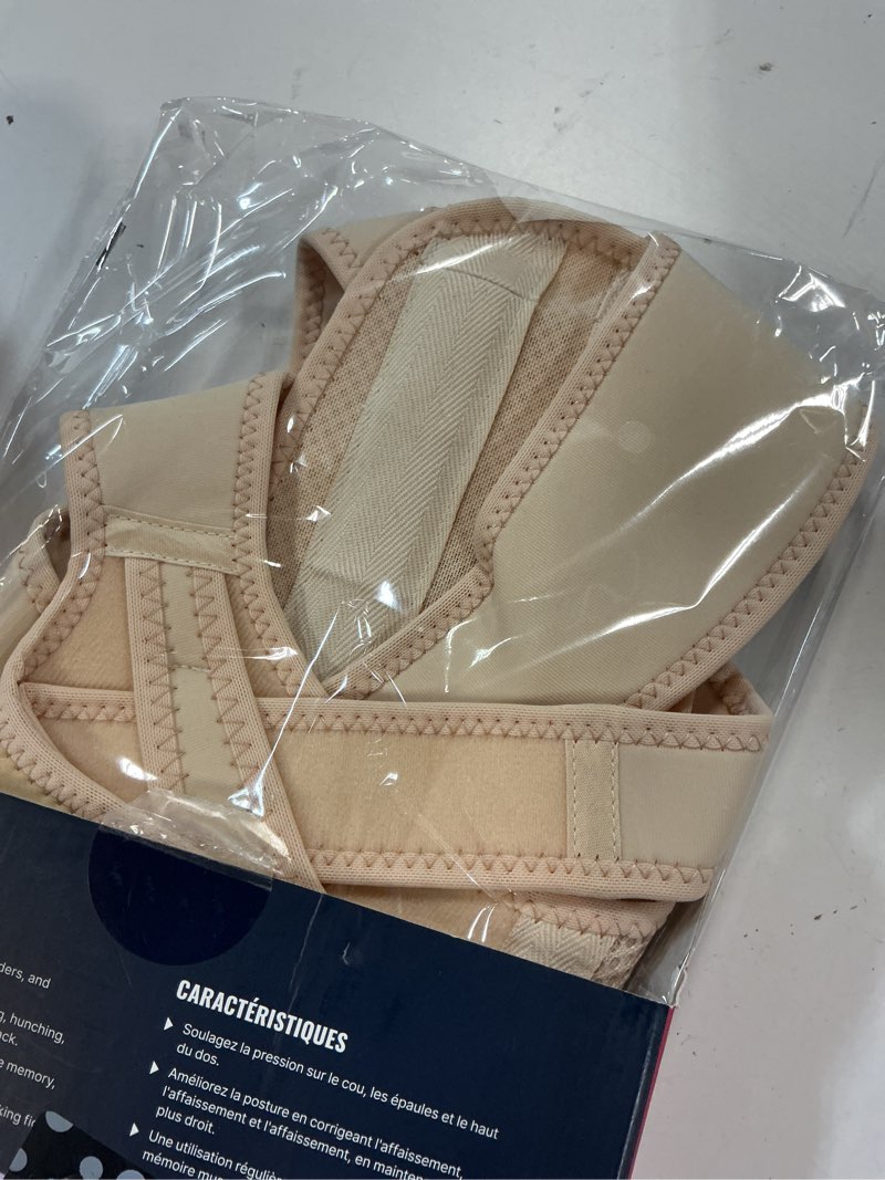 Condition photo showing New/Like New for fit geno posture corrector for women: adjustable lightweight upper back brace for neck shoulder & upper back pain relief - improve posture correct hunchback slouching kyphosis invisible under clothes (m/l under bust 32"-45") beige medium/large
