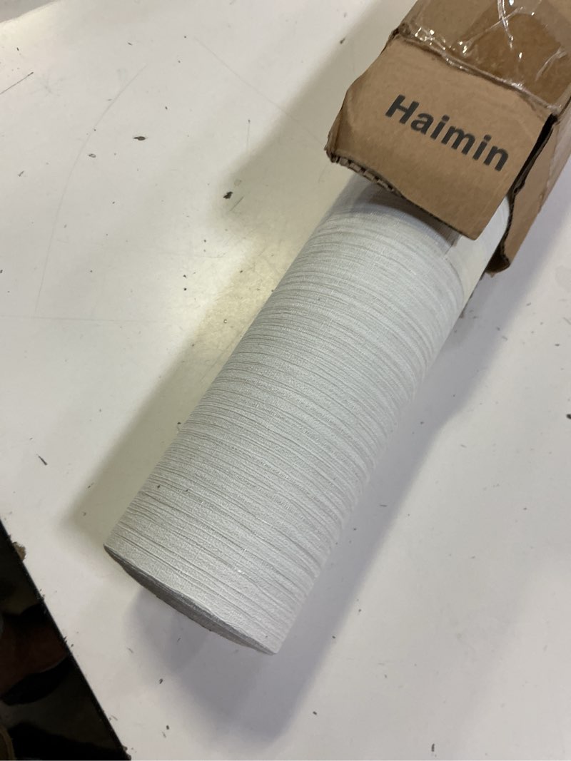 Condition photo showing Good Condition for haimin grasscloth textured wallpaper 24in x 393in fabric contact paper white wall paper linen peel and stick self-adhesive thick vinyl embossed film wallpaper (white)