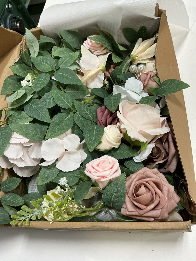 Condition photo showing Good Condition for ling's moment 2pcs dusty rose arch flowers artificial floral swags wedding centerpieces faux flower garland greenery arrangements for engagement party sweetheart table decor welcome signs wall pk-dusty rose & cream