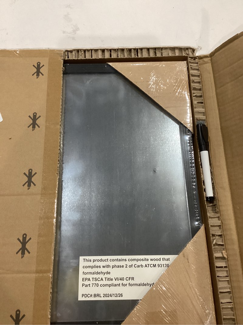 Condition photo showing Good Condition for Martha Stewart Everette Magnetic Monthly Calendar Dry Erase Board with Included Dry Erase Marker and 2 Magnets, 18" x 18", Black Woodgrain Frame