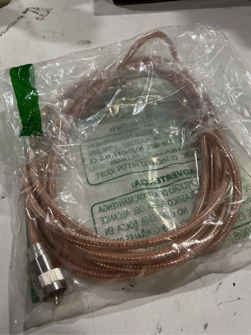 Condition photo showing New/Like New for xrds -rf 12ft rg8x coaxial cable with uhf male pl259 connectors, solid copper core, braided shield, cb cable for ham radio, hf radio, and communication devices 12 ft