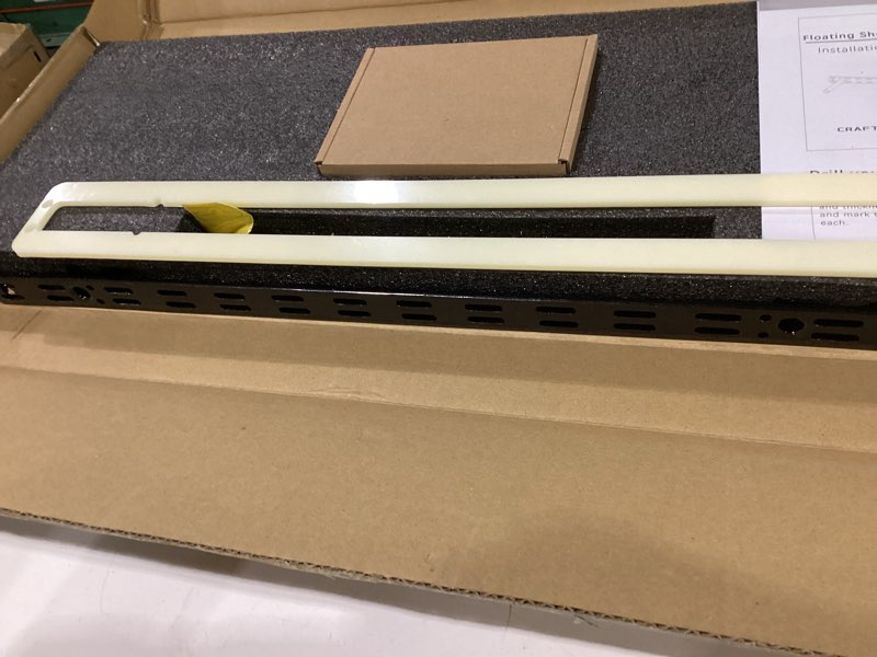 Condition photo showing New/Like New for 1pc floating shelf bracket heavy duty,decorative floating shelf hardware hidden black metal fireplace mantel brackets (22"x4"x1.0" with tools)
