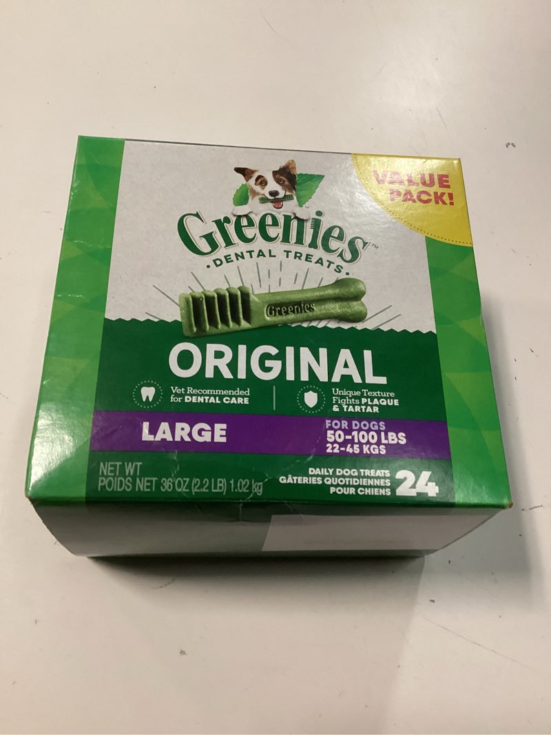 Condition photo showing New/Like New for (Best By 20/Mar/2027) Greenies Original Large Natural Dog Dental Care Dog Treats  36 Oz (24 Treats)