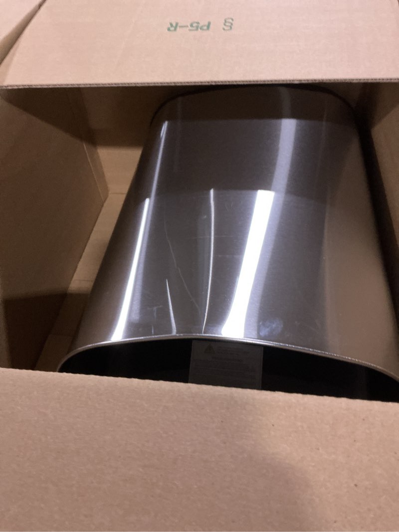 Condition photo showing Good Condition for bestoffice | 13 gallon trash can with lid | automatic touchless garbage can | odor control | modern oval design | easy to clean | stainless steel | fits any kitchen, bathroom, office or home stainless steel stainless steel
