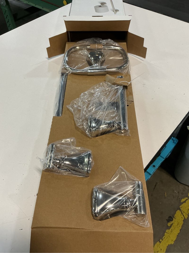 Condition photo showing Good Condition for kohler 3-piece rill vibrant polished nickel decorative bathroom hardware set with towel bar,toilet paper holder and towel ring