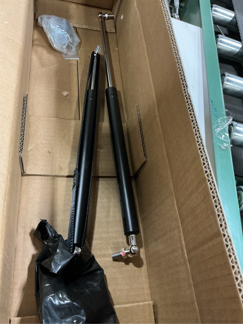 Condition photo showing Good Condition for 20 Inch 150Lbs 668N Gas Struts for Heavy Lid, RV Bed Heavy-Duty Storage Box Large Floor Hatch Trailer Door Truck Tonneau Cover, 20" DIY Gas Shocks Lift Kit with L Mount Brackets, 2 Pcs by IAQWE