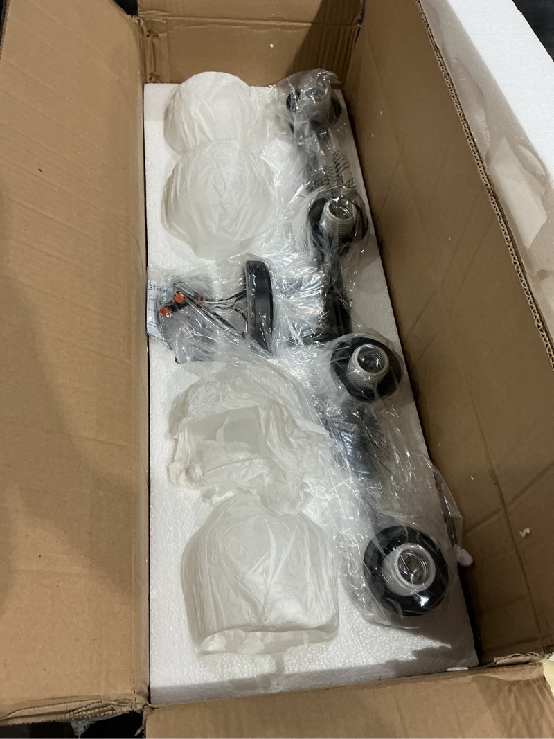 Condition photo showing Good Condition for emak 4-light bathroom vanity light, 29 inch black bathroom light fixtures over mirror with clear glass shade, modern farmhouse vanity lights for mirror, bath, vl122-bk-cg-4 black & clear glass - 4 light