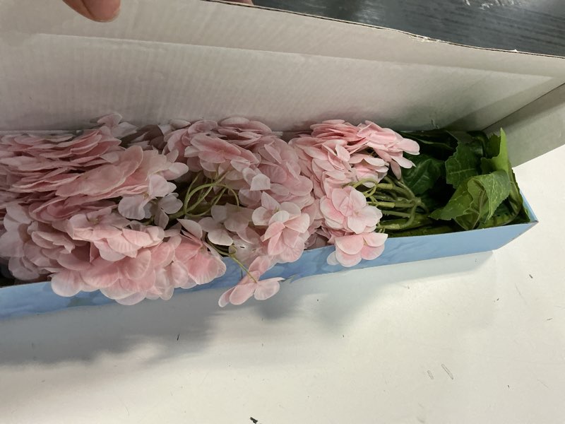 Condition photo showing Good Condition for martine mall 3pcs 21in hydrangea artificial flowers, latex real touch hydrangeas lifelike large hydrangea flowers for home decor party arrangements wedding bouquets centerpieces (light pink) 3pcs light pink