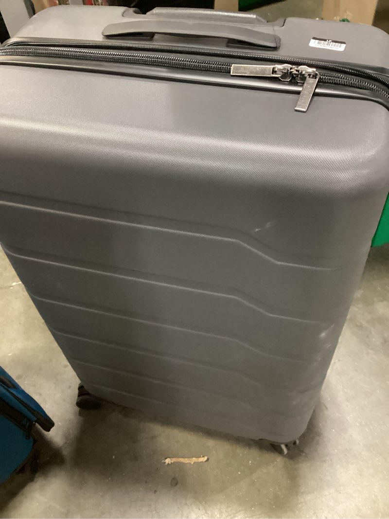 Condition photo showing As Is for carry on spinner wheels suitcase gray - open story large