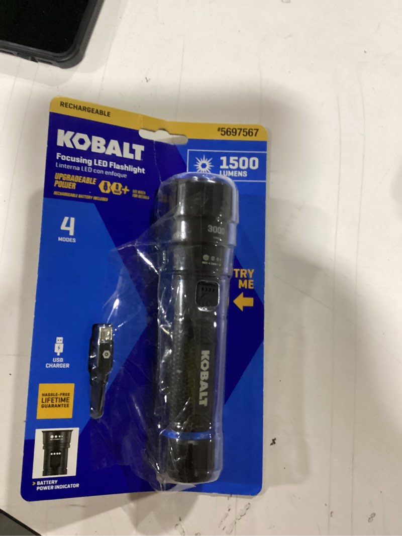 = Kobalt Focusing LED Flashlight 4 Modes USB Charger 1500 Lumens Rechargeable