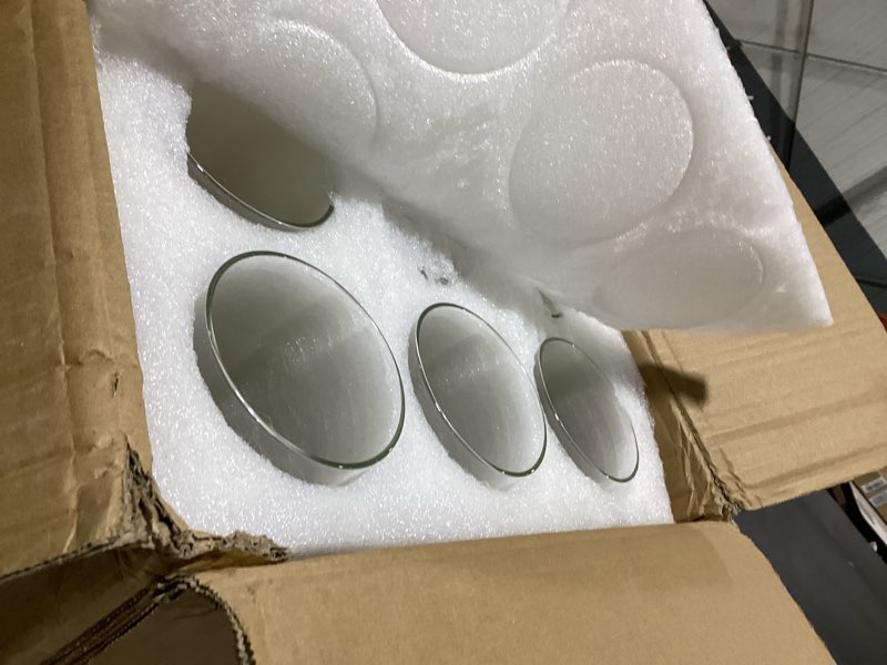 Condition photo showing New/Like New for 12 pack glass cylinder vases 14 inch tall clear flower vase for centerpieces, hurricane floating candle holder wedding decorations, floral vase bulk for table shelf party home deco (14 x 3.35 inch) 12 pack 3.35" w x 14" h