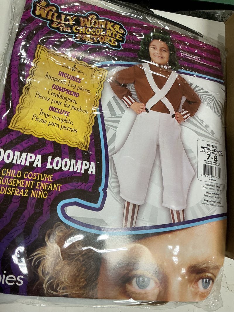 Condition photo showing New/Like New for Rubie's Willy Wonka & The Chocolate Factory Oompa Loompa Value Costume As Shown Medium