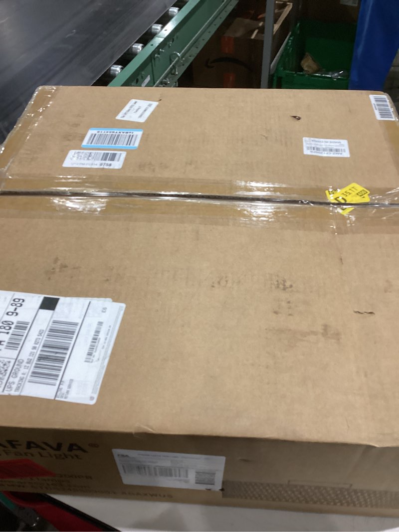 Condition photo showing Good Condition for 20" Boho Ceiling Fans with Lights and Remote, 6 Wind Speeds 3 Timing Quiet Rattan Flush Mount Low Profile Ceiling Fan for Bedroom Living Room, Rustic Reversible Caged Ceiling Fan, Beige