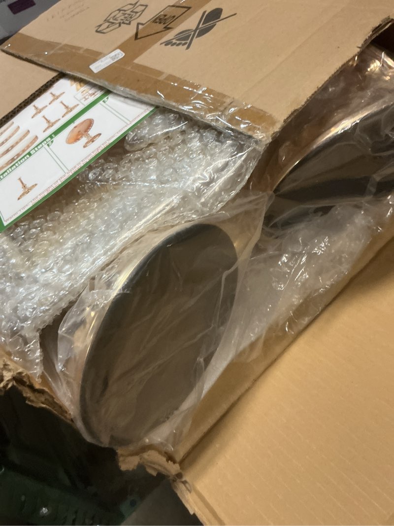 Condition photo showing New/Like New for 12 pieces gold cake stand set, vintage cake display stand with crystal edge and cupcake display tray, dessert table display set for wedding party baby shower anniversary celebration gold-a