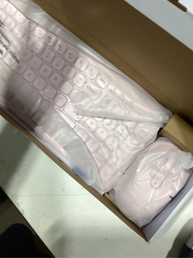 Condition photo showing As Is for onn curve wireless full-size keyboard and mouse combo, pink