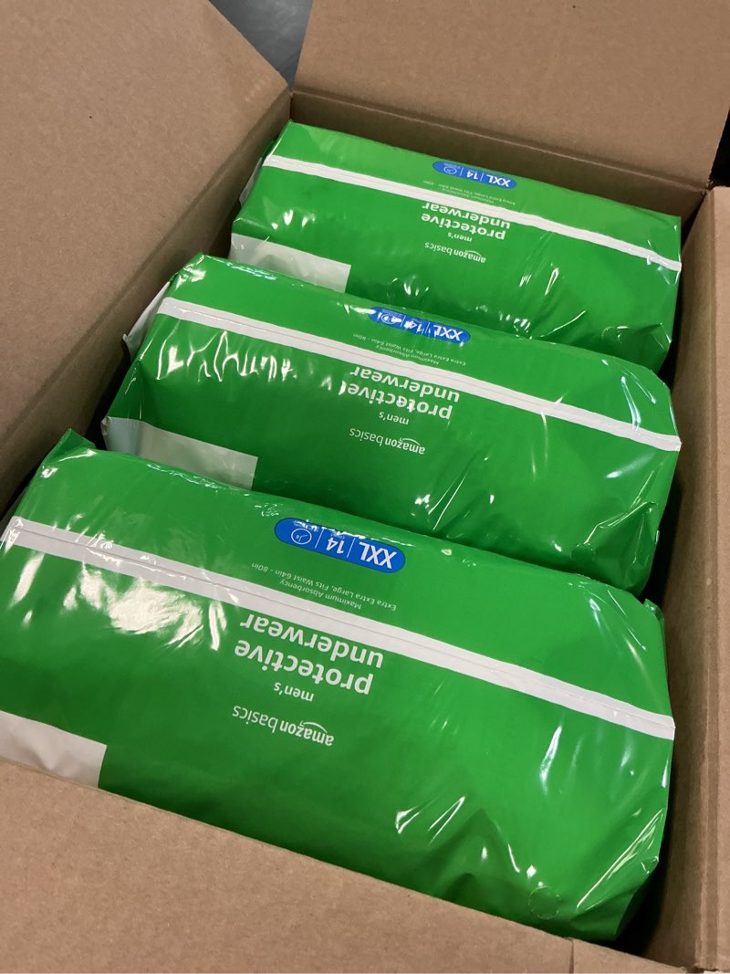 Condition photo showing New/Like New for amazon basics maximum absorbency incontinence underwear for men with leak protection, bladder leak control, 2x-large, 42 count (3 packs of 14)