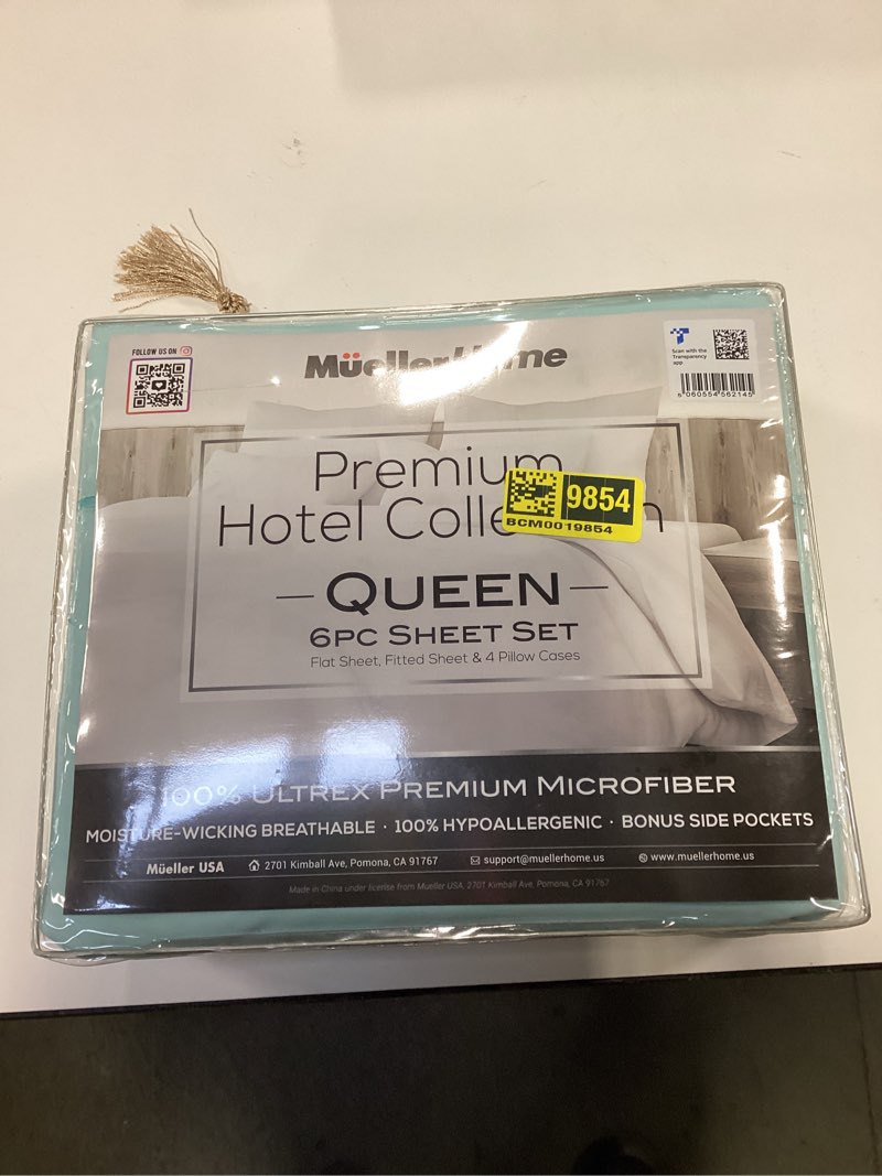 Mueller UltraTemp 6 PC Queen Sheet Set - Ultra-Soft Luxury Series, Cooling & Breathable Hotel Luxury Bed Sheets, Deep Pocket Wrinkle-Free Oeko-TEX, Light Teal