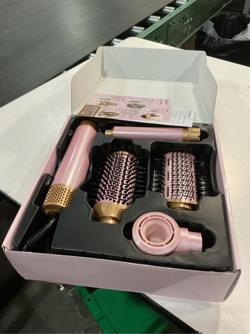 Condition photo showing Good Condition for 5 in 1 blow dryer brush set, upgrade hair dryer & blow dryer brush & air curling wrap & paddle brush, detachable hot air brush styling tools, high speed travel hair volumizer straightener curler pink