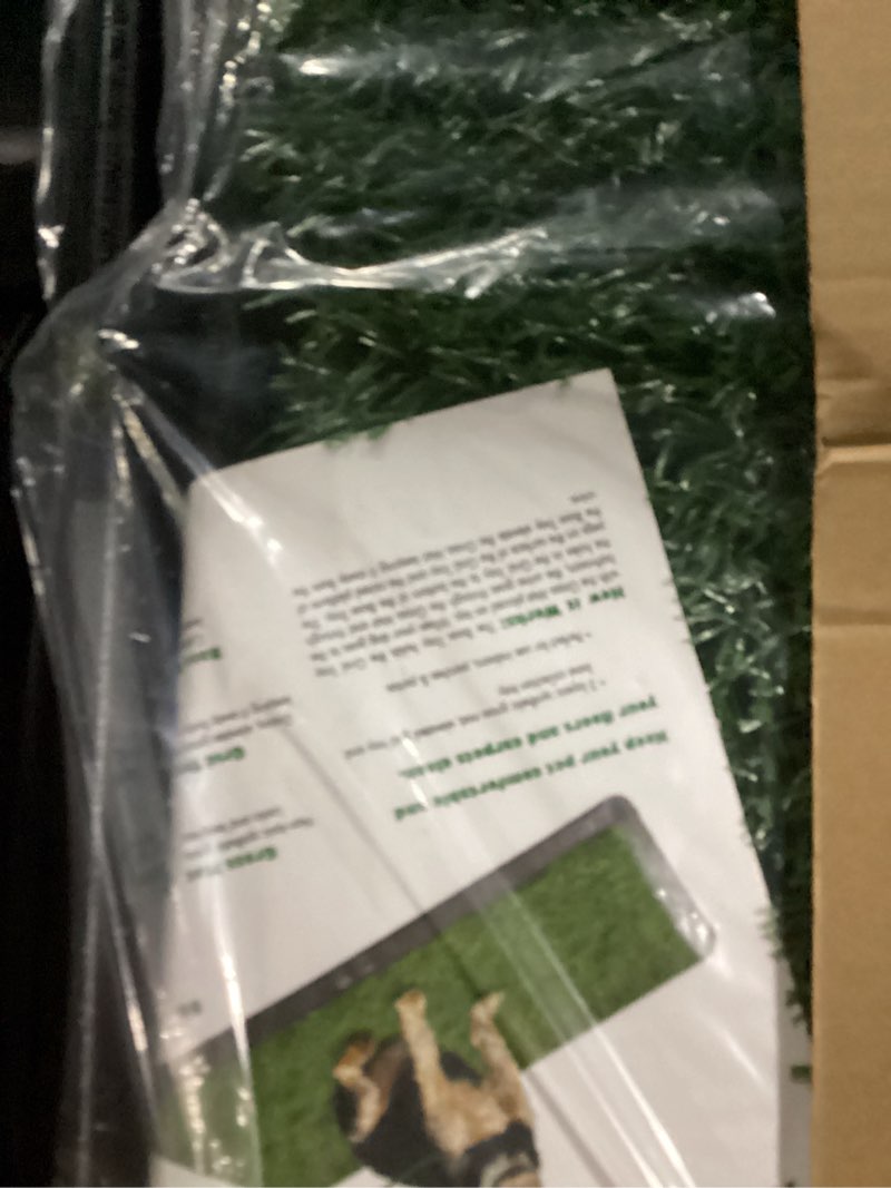 Condition photo showing New/Like New for artificial grass puppy pee pad for dogs and small pets - 20x25 inch, reusable 3-layer turf pads for dogs with tray - indoor and outdoor fake grass potty pet supplies by petmaker medium 3-layer system