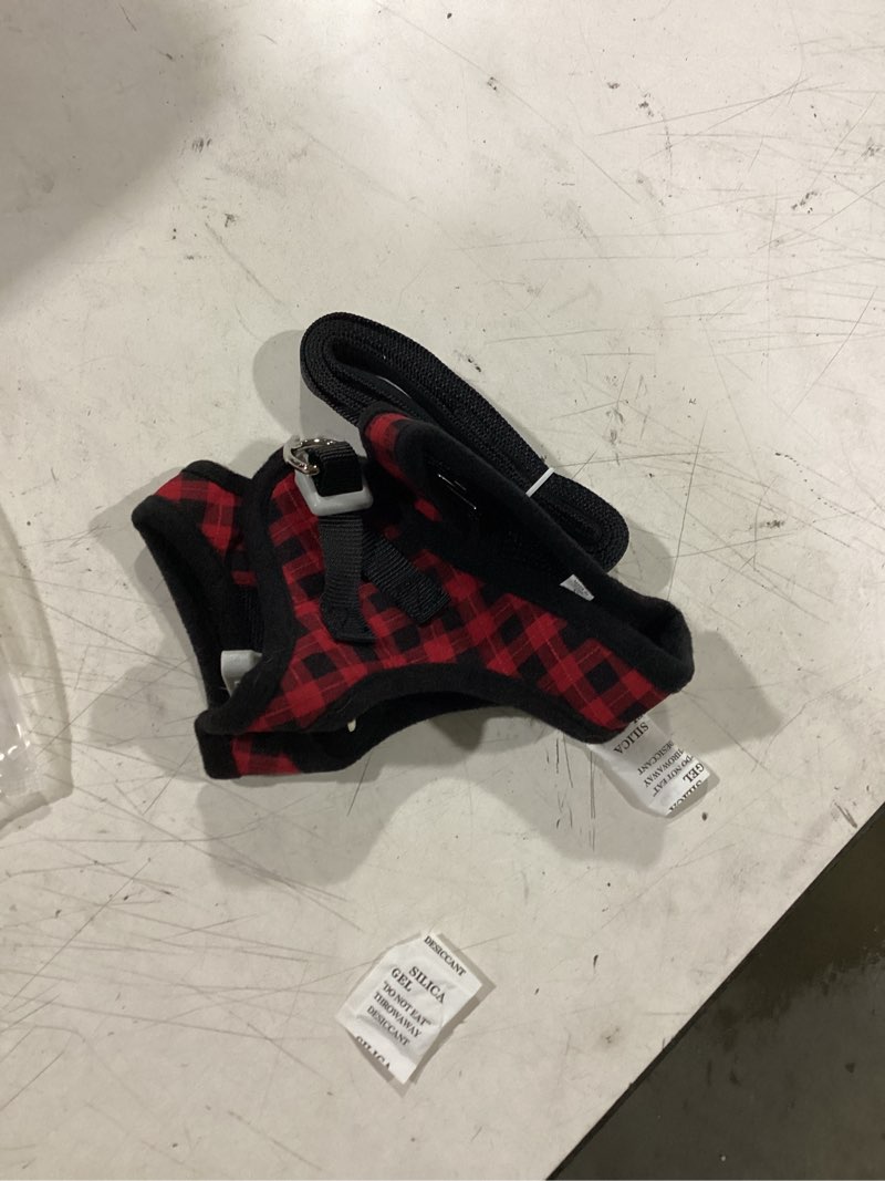 Condition photo showing Good Condition for rabbitgoo dog harness small sized and leash set, step in soft light puppy vest, breathable mesh pet harness, reflective for safe easy walking, red check s red check s (chest: 15.1 - 16.5")
