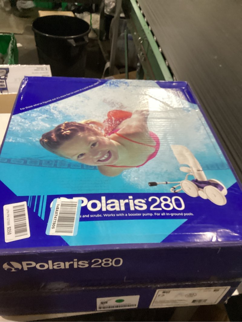 Condition photo showing New/Like New for polaris vac-sweep 280 pressure-side in-ground pool cleaner, double venturi jet powered, 31ft of hose with an all purpose debris bag
