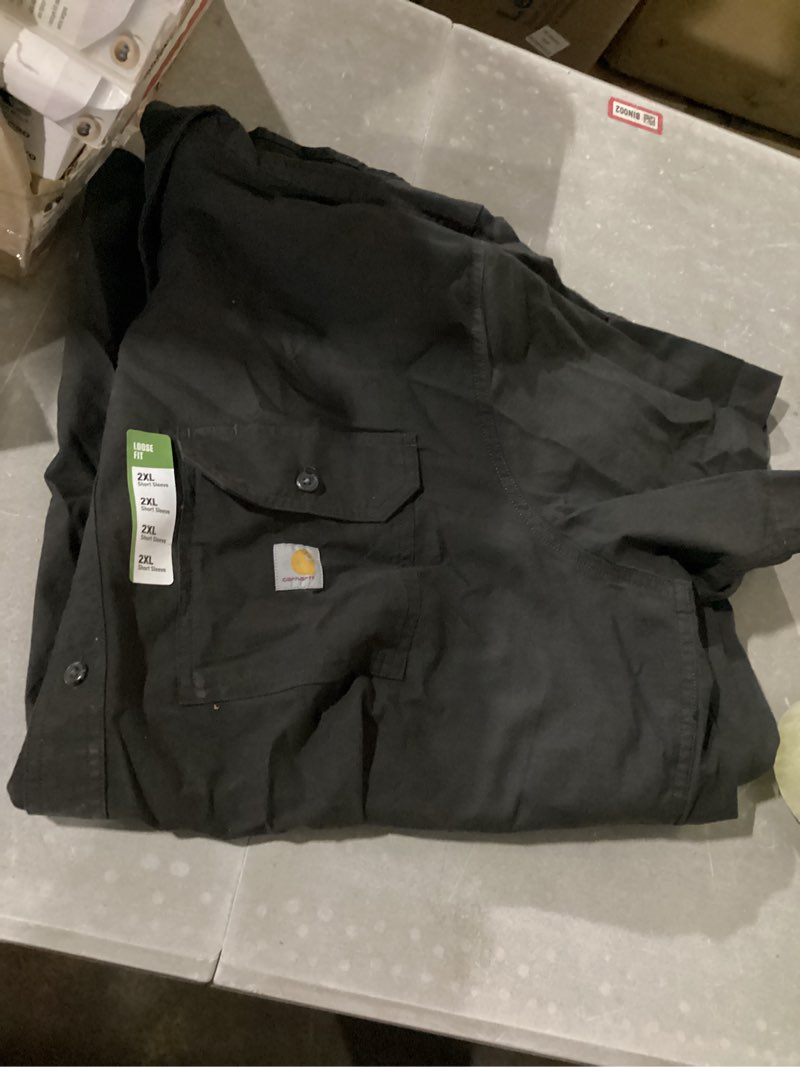 Condition photo showing New/Like New for carhartt loose-fit midweight chambray button-front short-sleeve shirt for men - black chambray - 2xl