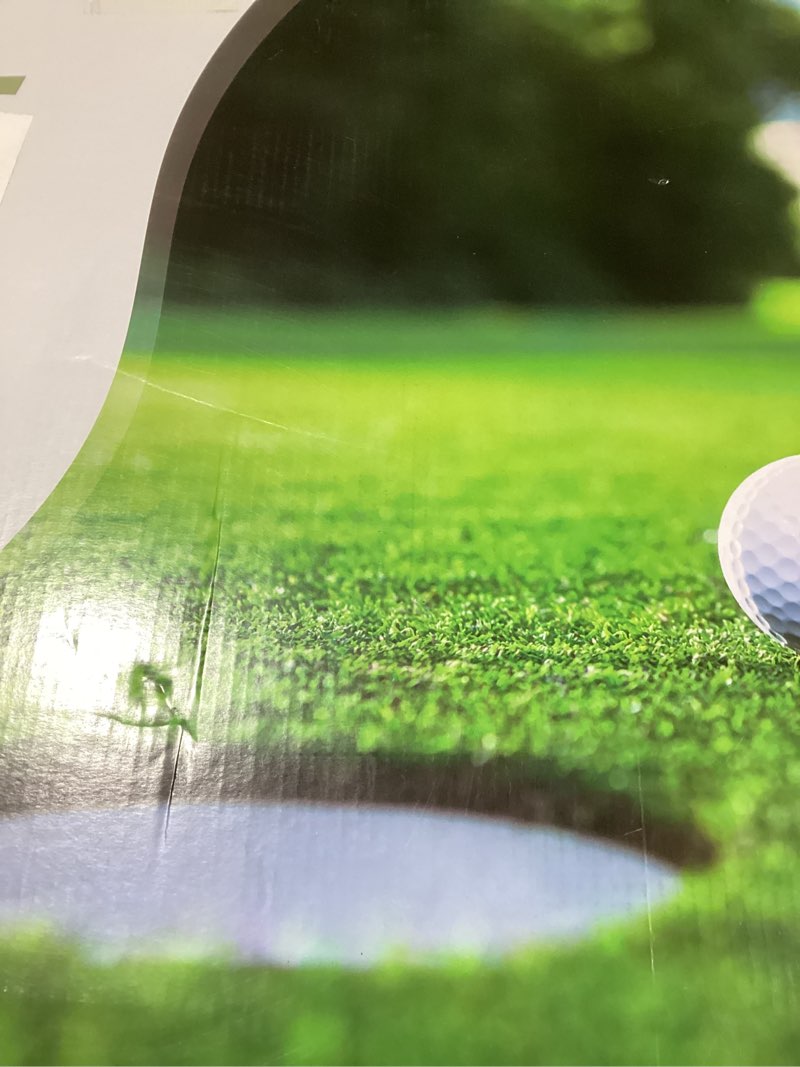 Condition photo showing New/Like New for Golf Putting mat with Auto Ball Return, Putting Green Indoor, Crystal Velvet Mat and Solid Wood Base, Game Practice Golf Gifts for Home, Backyard, Office Electric