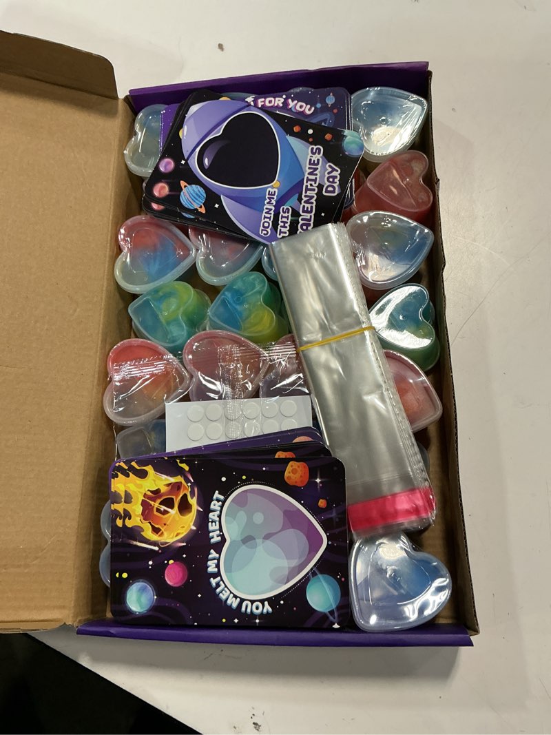 Condition photo showing New/Like New for SpringFlower 28 Pack Valentine Day Cards,Valentines Day Cards Kid Classroom School With Galaxy Slime Kit,Valentines Exchange Gifts,Valentines Party Favors, School Classroom Valentine's Prizes