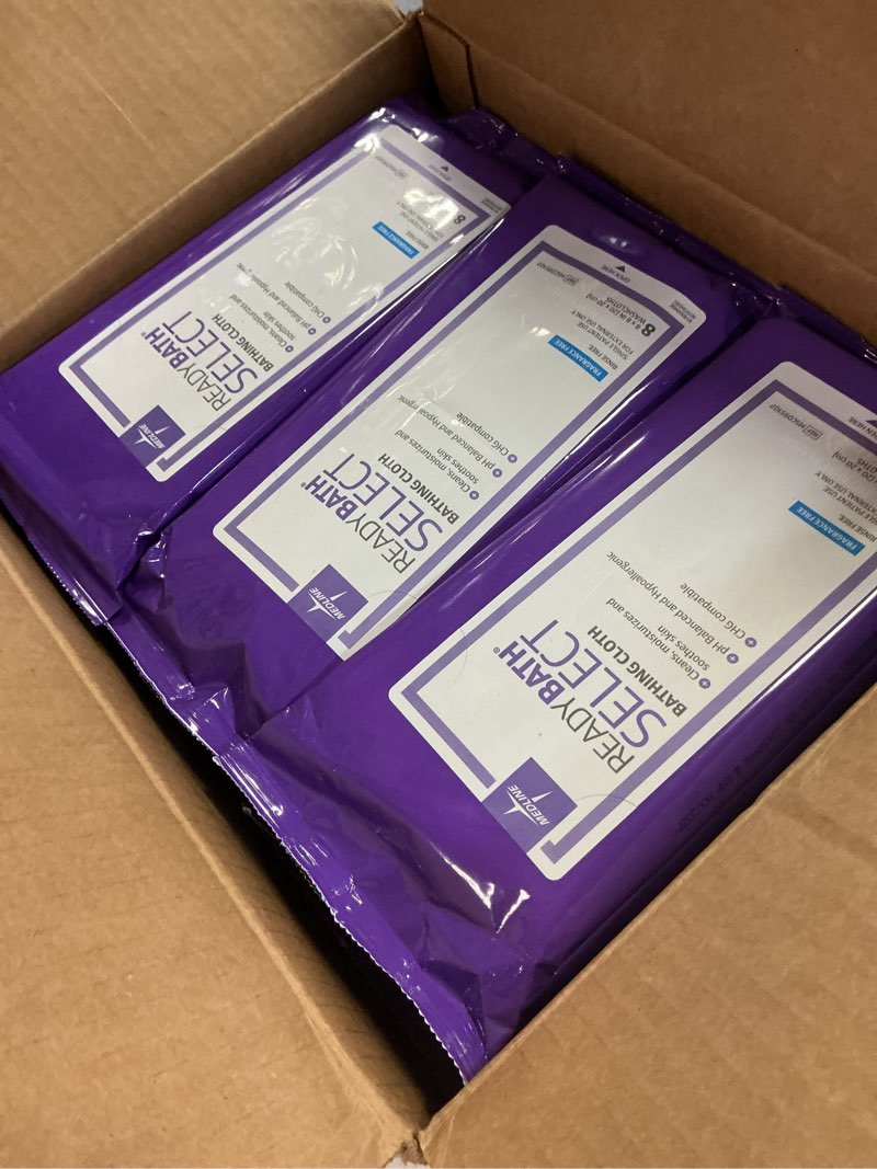 Condition photo showing Good Condition for medline readybath body wipes, shower and bath for adults, no rinse disposable washcloths, extra thick, hypoallergenic, alcohol-free, aloe-infused, unscented, 240 count (30 packs), 8x8 inch fragrance free 8 count (pack of 30)