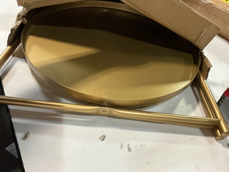 Condition photo showing Good Condition for danpinera round side table with fabric storage basket, metal side small bedside table nightstand with removable tray top for living room, bedroom, nursery, bathroom, gold gold 1