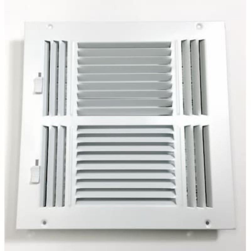 10-in x 10-in 4-way steel white sidewall/ceiling register