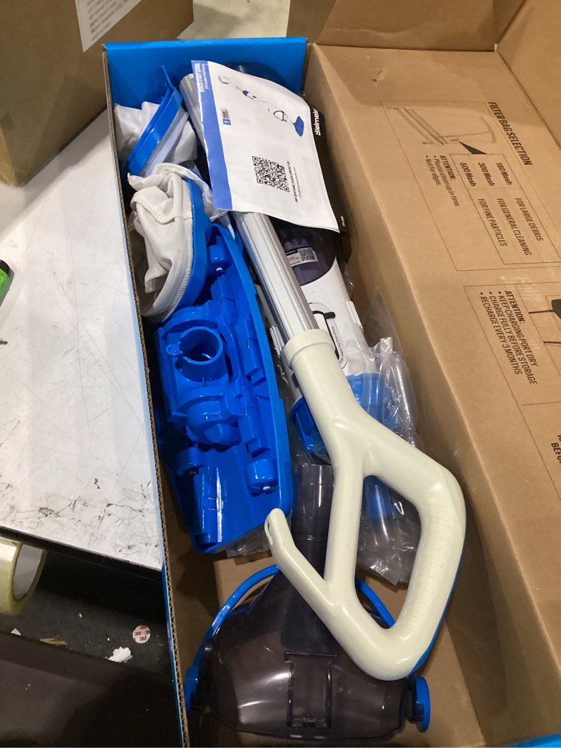 Condition photo showing As Is for bielmeier handheld pool vacuum with telescopic pole, updated swimming pool cleaner 19 gpm powerful suction, cordless pool vacuum for cleaning above ground pools, inground pools, spas, hot tubs